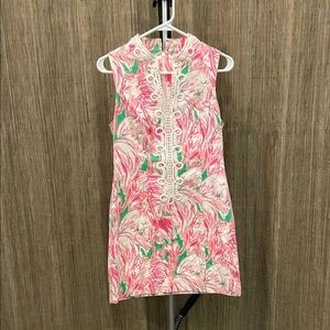 Floral Pink and Green Sleeveless Dress